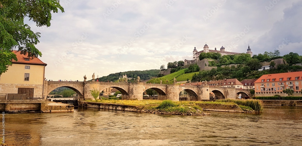 Old Main bridge in Würzburg in vintage look