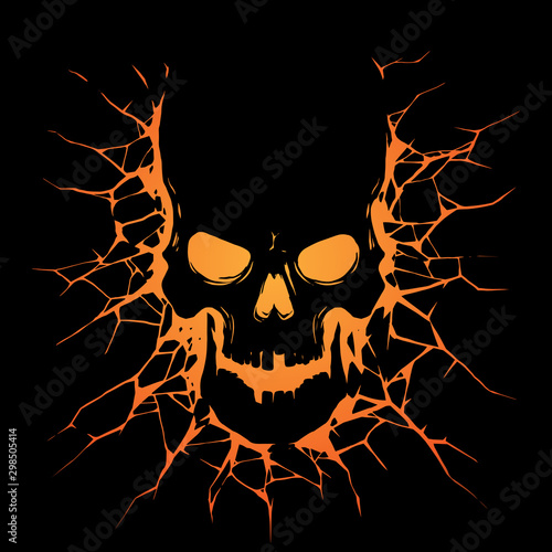 Black skull with crack hole