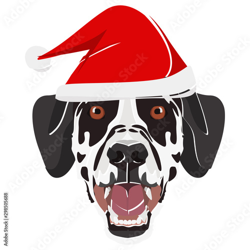 Illustration Dalmatiner mit roter Weihnachtsmütze