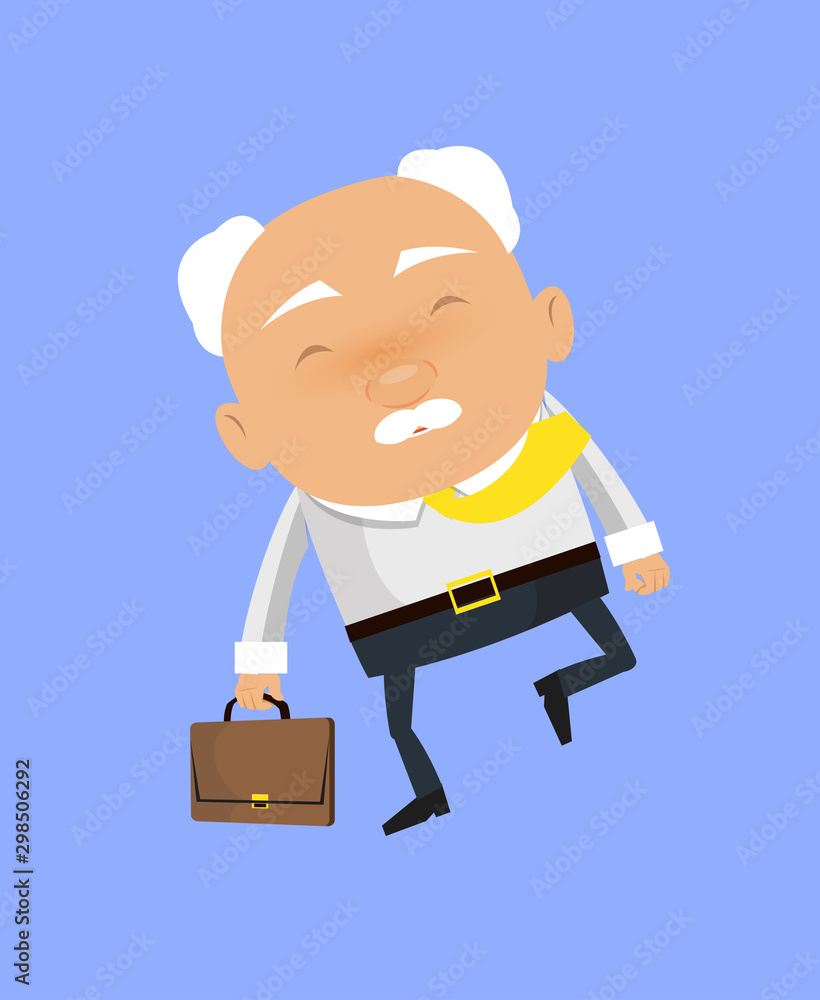 Old Boss Businessman - Cheerful Face with Holding Suitcase Old Boss Businessman - Cheerful Face with Holding Suitcase