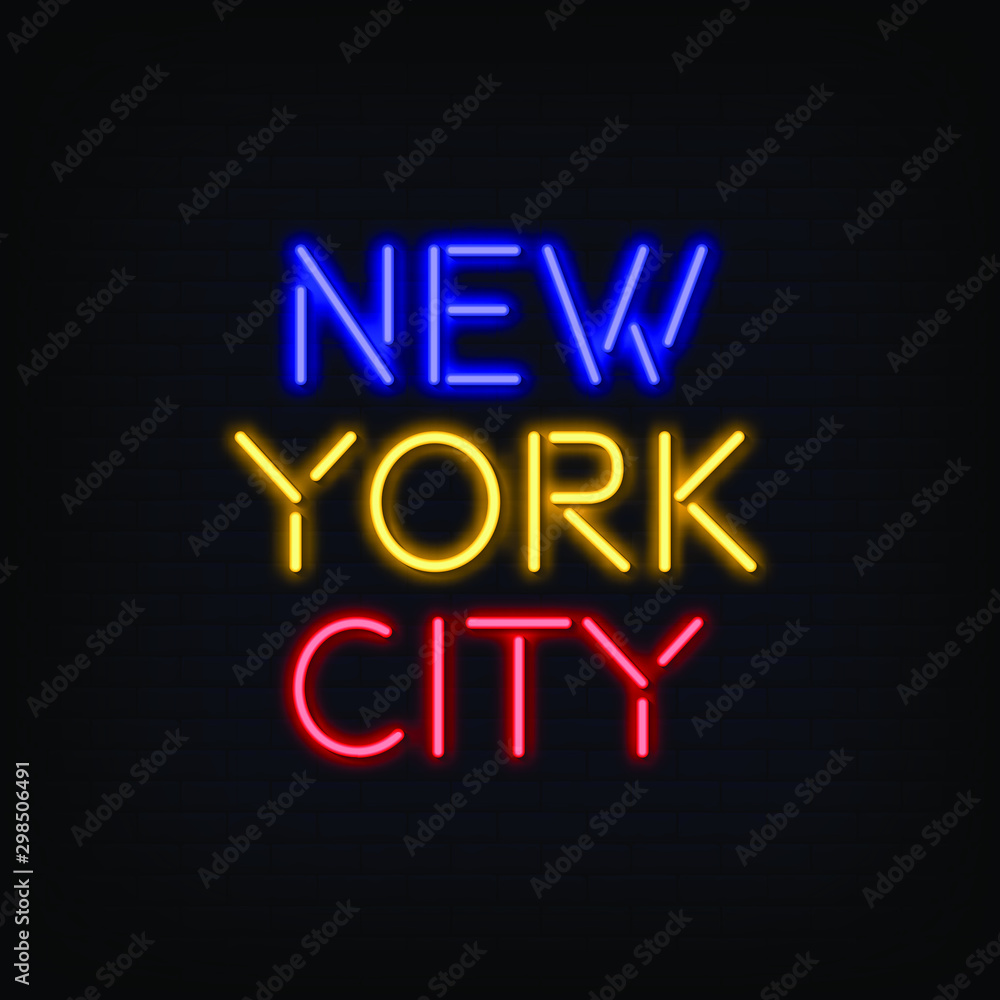 New York City Neon Signs Style Text Vector New York City Neon Signs Style Text Vector