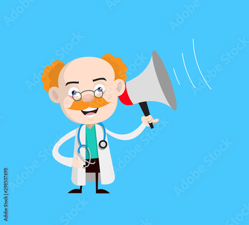 Medical Professional Doctor - Standing with Loudhailer