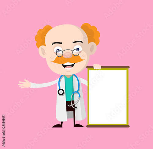 Medical Professional Doctor - Joyfully Presenting a Blank  Board