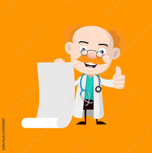 Medical Professional Doctor - Holding a Paper Scroll and Showing Thumbs Up