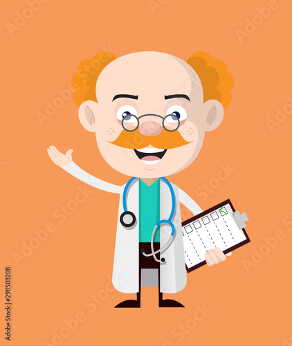 Medical Professional Doctor - Holding a Checklist and Showing with Hand Gesture