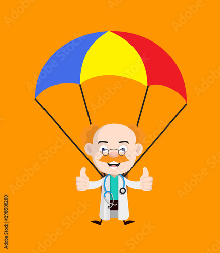 Medical Professional Doctor - Successful Landing with Parachute