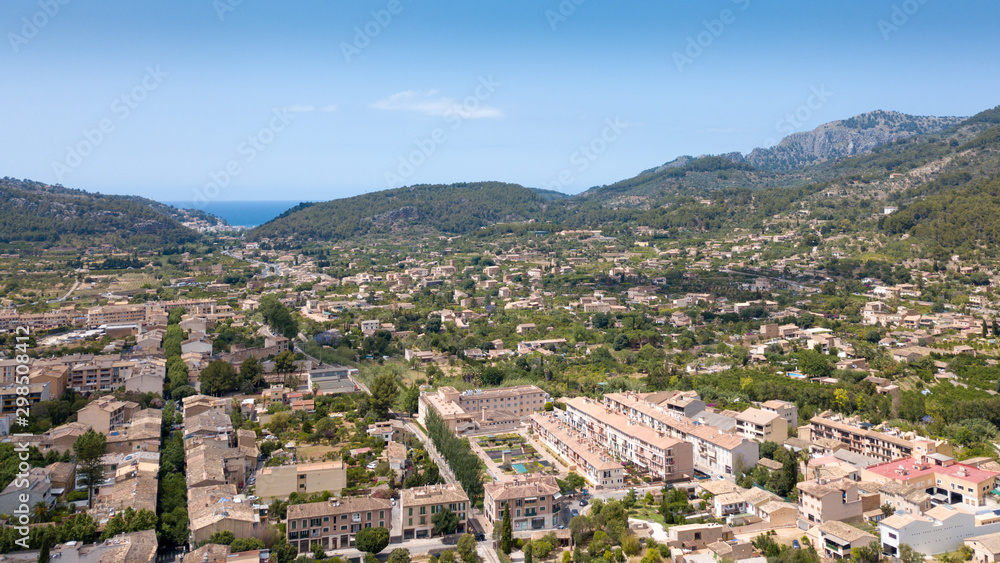 Panorama of the city of Soller in Mallorca	