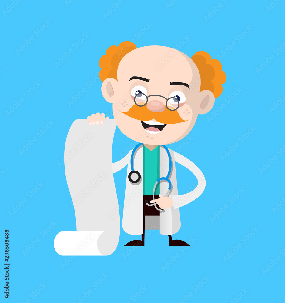 Medical Professional Doctor - Showing a Paper Scroll Medical Professional Doctor - Showing a Paper Scroll