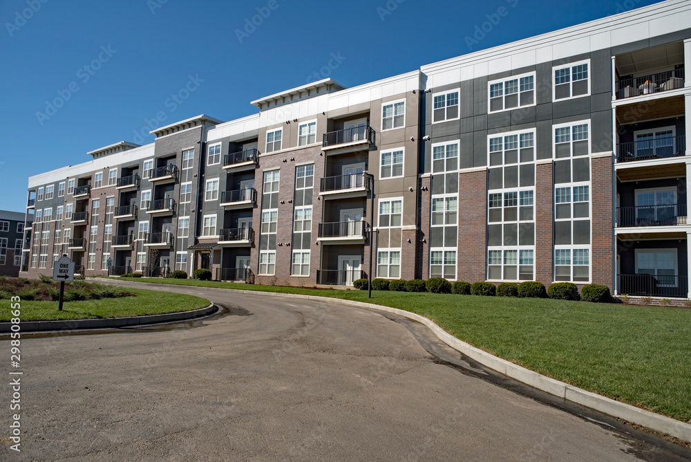 Large Industrial Style Gray Apartment Building