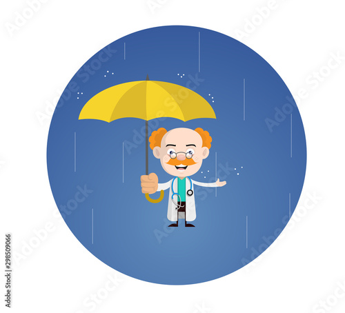 Medical Professional Doctor - Standing in Rain with Umbrella