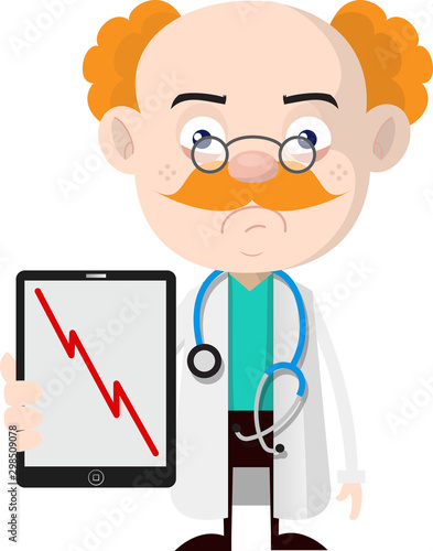 Medical Professional Doctor - Presenting Loss Graph on Tablet