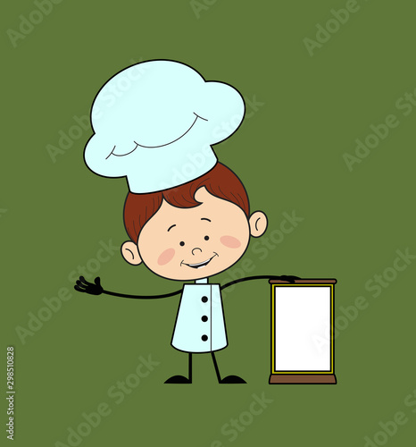 Kitchen Character Chef - Standing with a Blank Board