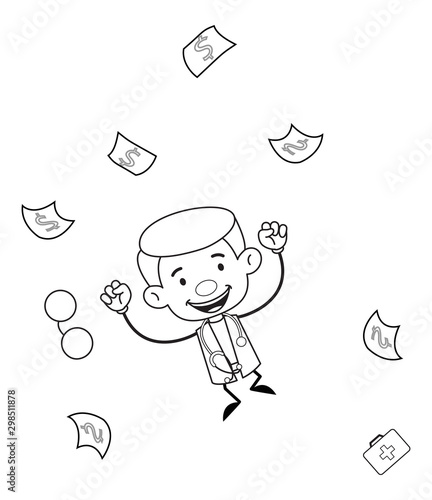 Gynecologist Doctor - Jumping in Excitement with money