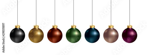 Vector Christmas  Balls Decoration Set. Christmas Realistic Elements for Winter Holidays Design