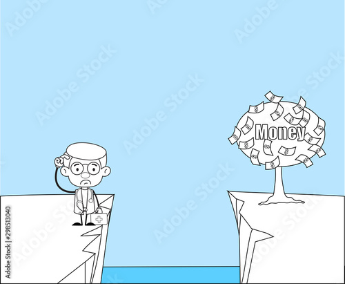Gynecologist Doctor - Thinking How to Reach Close to Money Plant