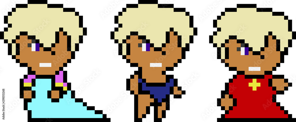 Fototapeta premium Set of pixel characters in art style