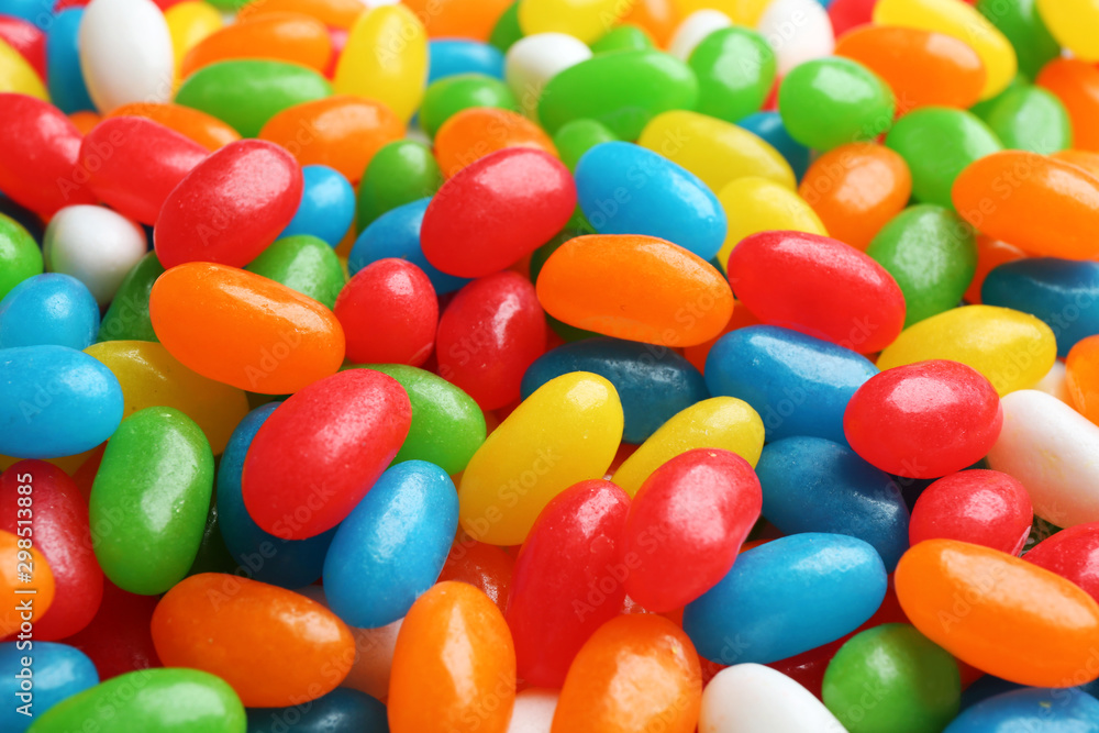 Tasty colorful jelly beans as background, closeup Tasty colorful jelly beans as background, closeup