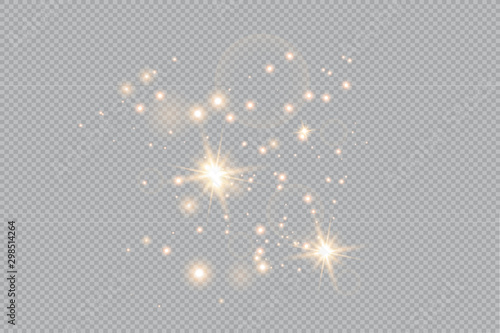 Merry Christmas. golden fire on a transparent background, golden dusty stars. vector illustrator