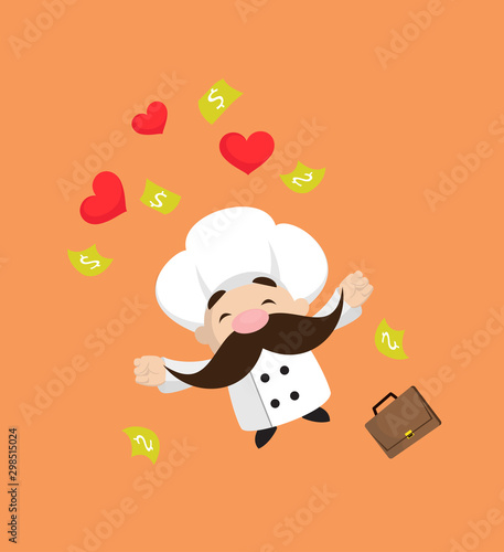 Funny Short Chef - Jumping with Hearts and Money