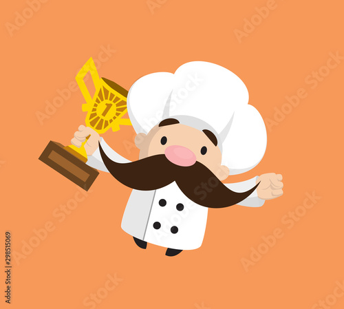 Funny Short Chef - Jumping with Trophy