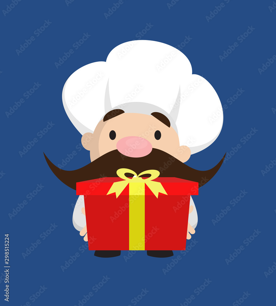 Funny Short Chef - Presenting a Gift Box Funny Short Chef - Presenting a Gift Box