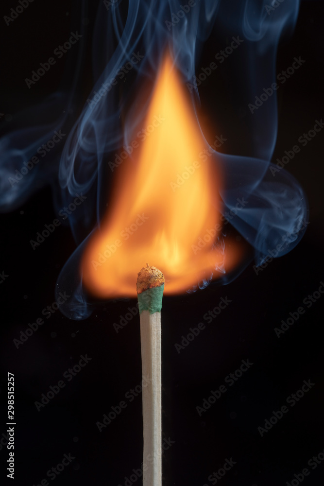 burning matches isolated on black background. Macro photography burning matches isolated on black background. Macro photography