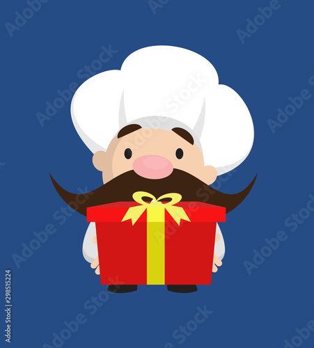 Funny Short Chef - Presenting a Gift Box