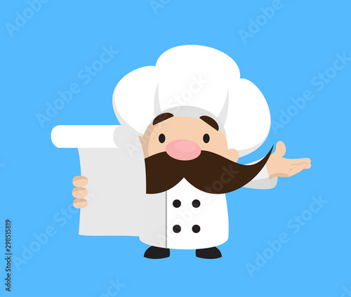 Funny Short Chef - Holding a Paper and Announcing