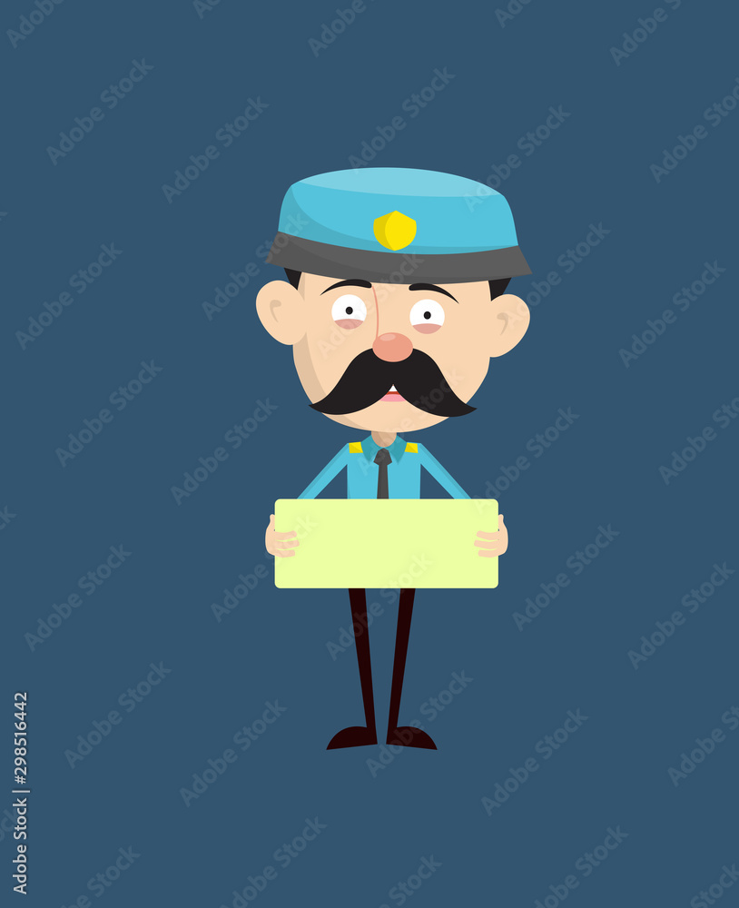 Funny Policeman Cop - Standing with Message Board