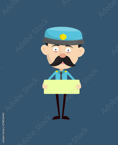 Funny Policeman Cop - Standing with Message Board