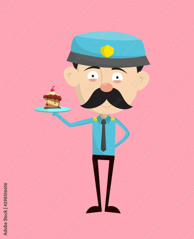 Funny Policeman Cop - Presenting a Cake