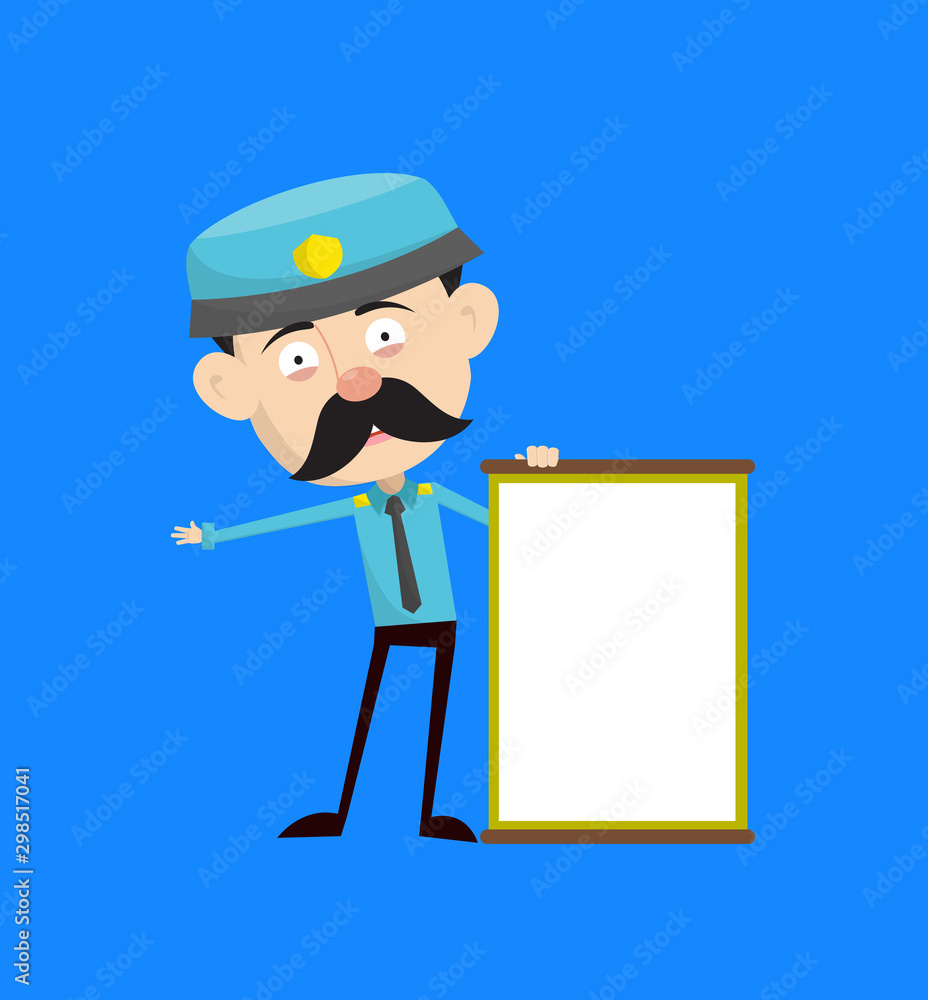 Funny Policeman Cop - Joyfully Presenting a Blank  Board