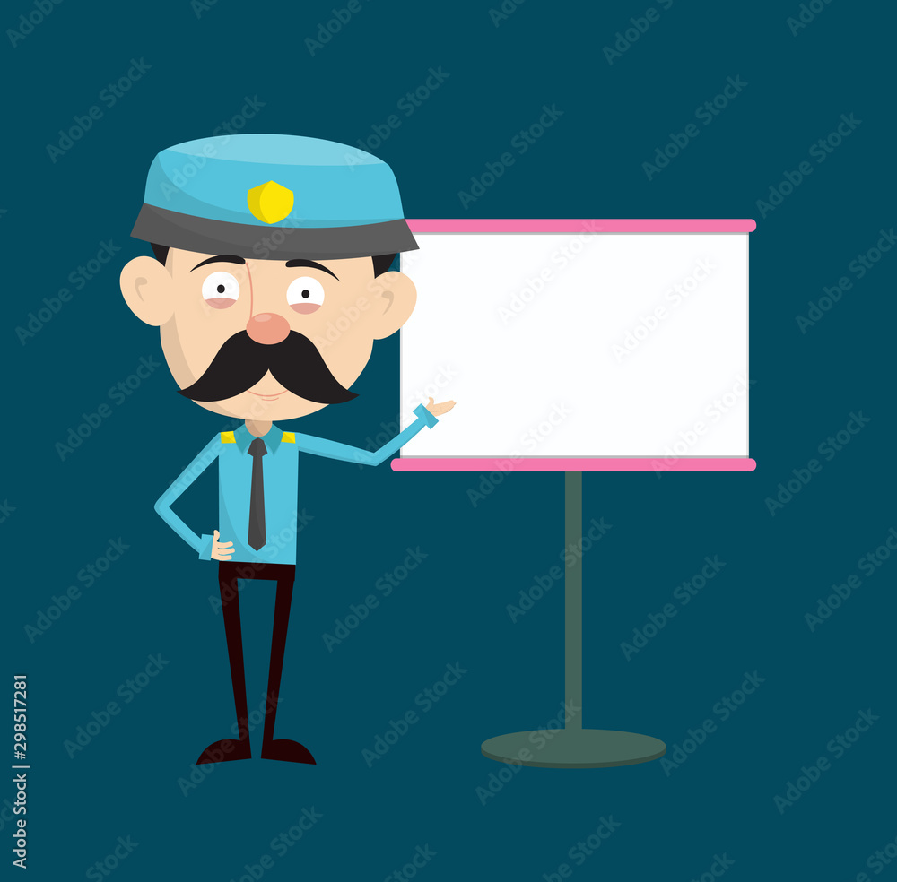Funny Policeman Cop - Showing on White Board