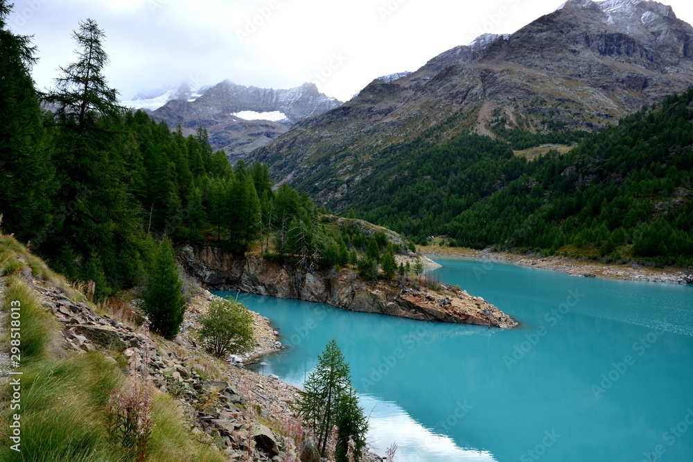 Mountain turquoise lake. Bionaz, Aosta Valley, Italy. Mountain turquoise lake. Bionaz, Aosta Valley, Italy.