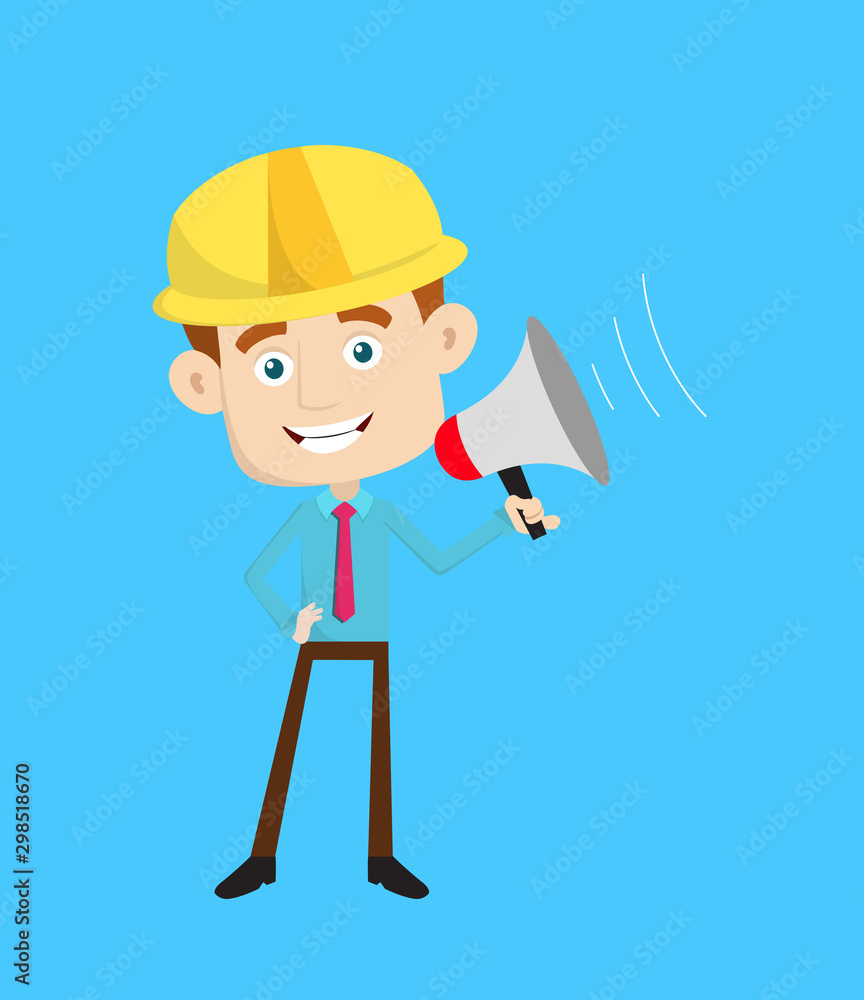 Engineer Builder Architect - Standing with Loudhailer Engineer Builder Architect - Standing with Loudhailer