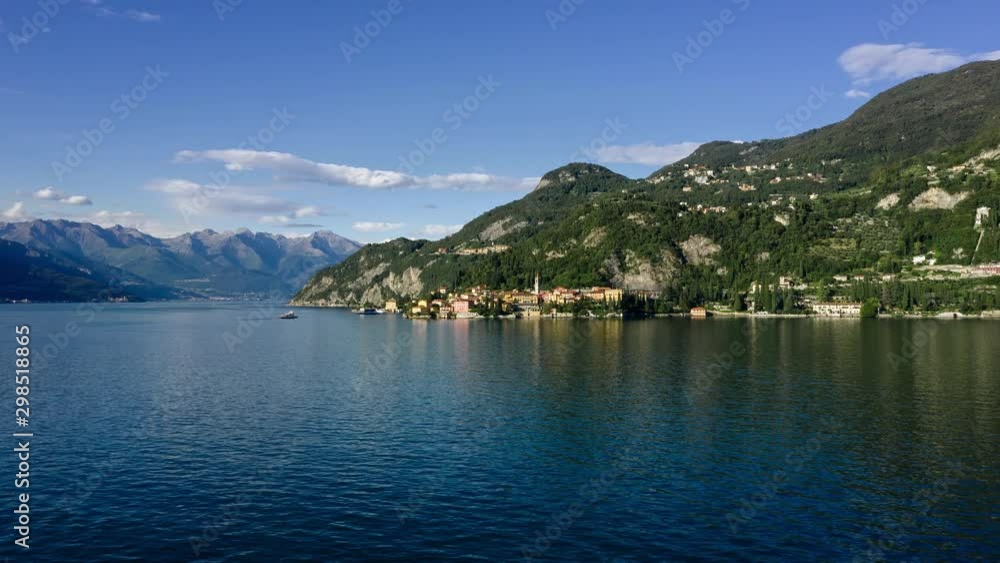 Aerial Time Lapse In Motion Or Hyperlapse Of Lake Como, Varenna City, Italy Aerial Time Lapse In Motion Or Hyperlapse Of Lake Como, Varenna City, Italy
