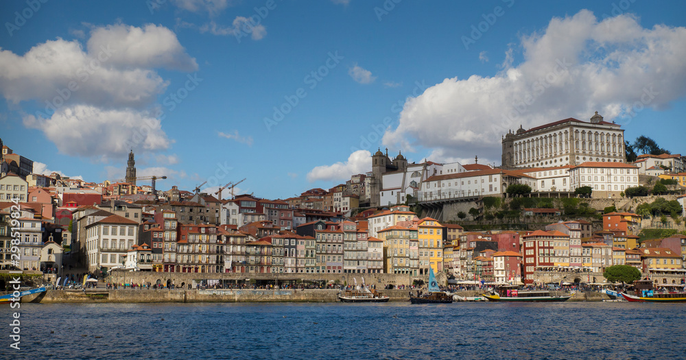 On the banks of the Douro River of the beautiful city of Porto the Rebelo boats, traditionally transported the kites of Wine Porto, Portugal