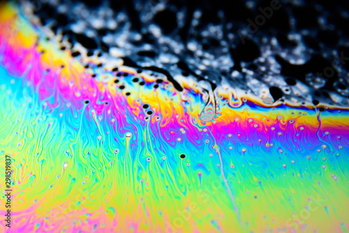 The closeup surface of a soap bubble