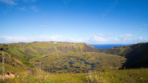 View of the crater of Rano Kau in Easter Island. Easter Island, Chile