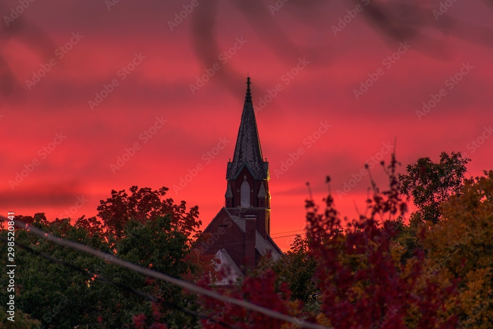 Obraz premium church at sunset