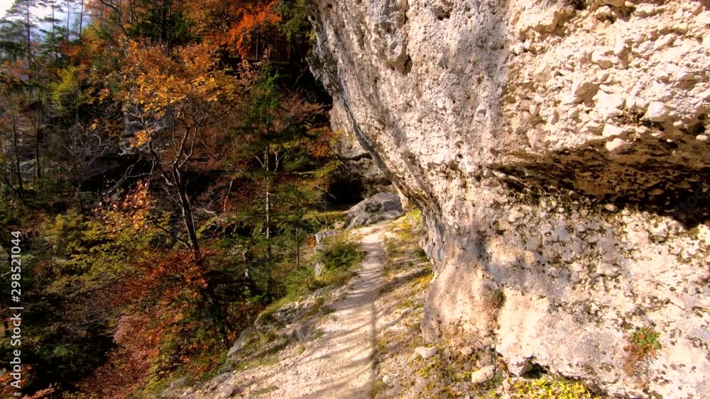 4k Forward moving walking on a lone trail on a cliff next to a forest valley 4k Forward moving walking on a lone trail on a cliff next to a forest valley