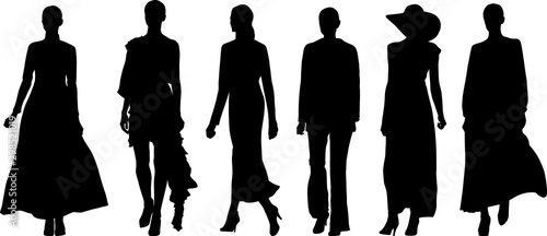 set of walking woman silhouettes