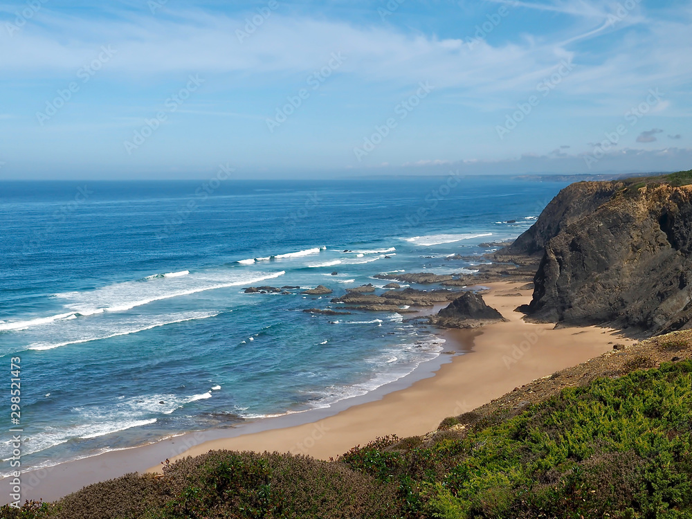 Beach near Aljezur in Portugal at the coast Vicentina, where the fishermens trail starts. Beach near Aljezur in Portugal at the coast Vicentina, where the fishermens trail starts.