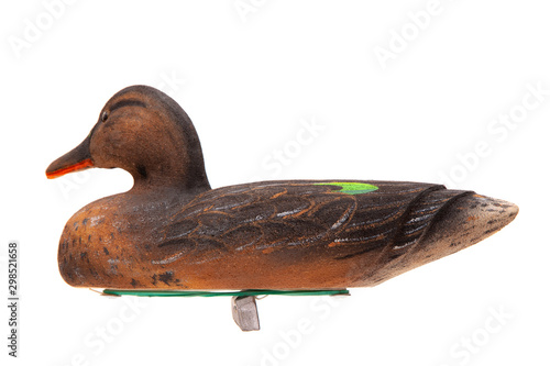 Mallard Duck Decoy isolated on white photo