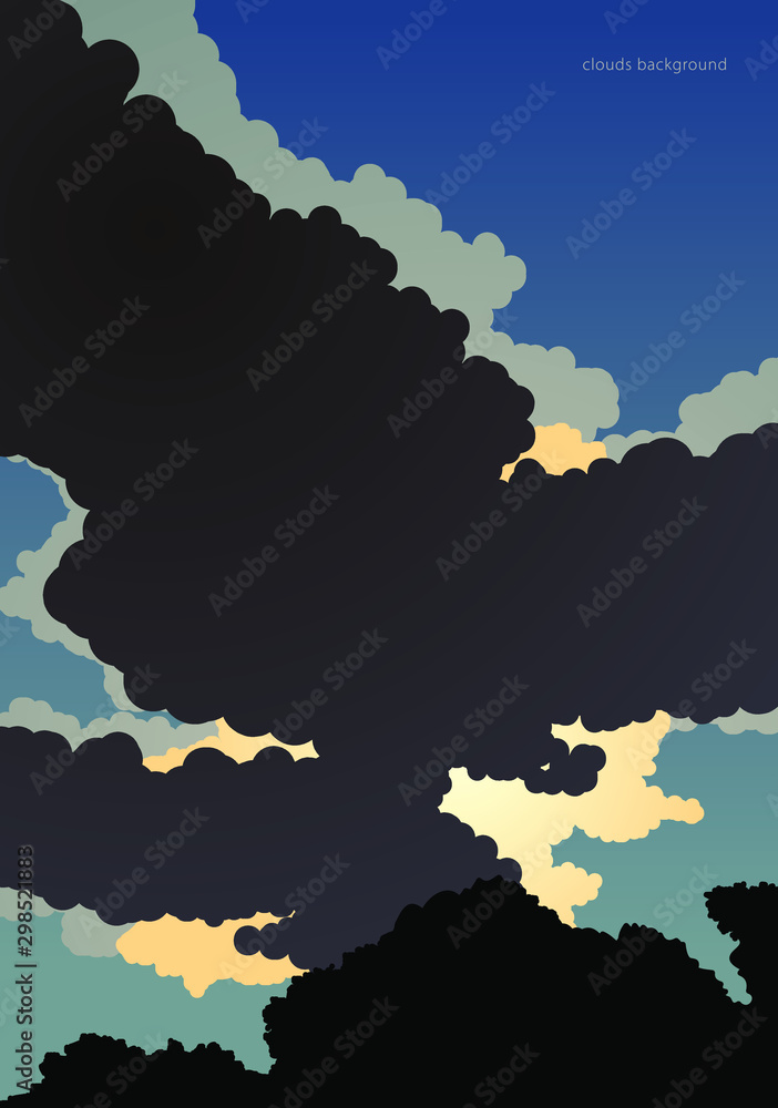 Stylized composition with blots as a cloud background