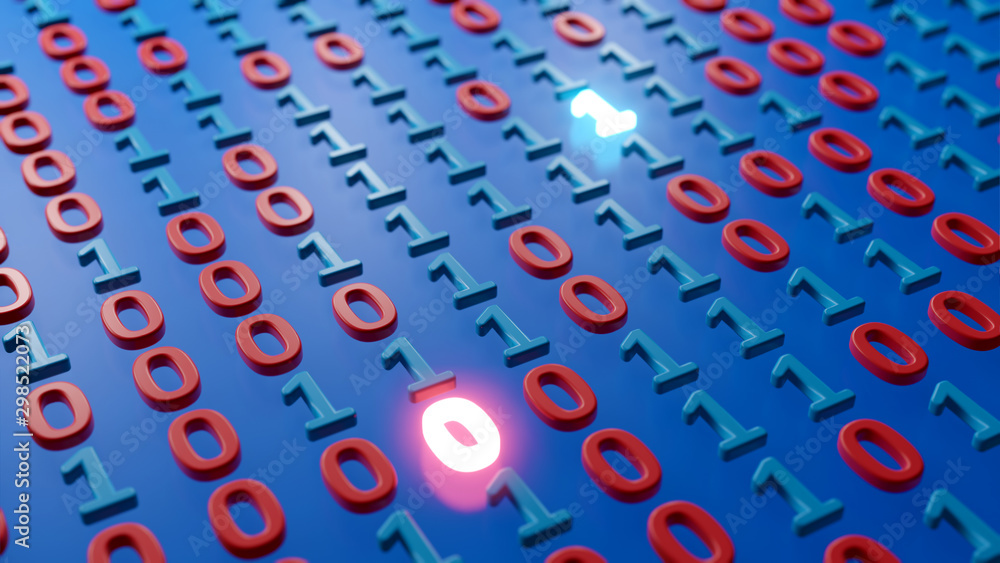 Binary Code with Colorful Numeric Symbols with Depth of Field (DOF) Effect. 3D Render. Binary Code with Colorful Numeric Symbols with Depth of Field (DOF) Effect. 3D Render.