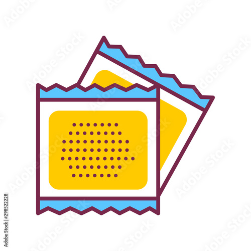 Contraceptive patch color line icon. Women hormonal contraceptive, birth control. Safety sex sign.