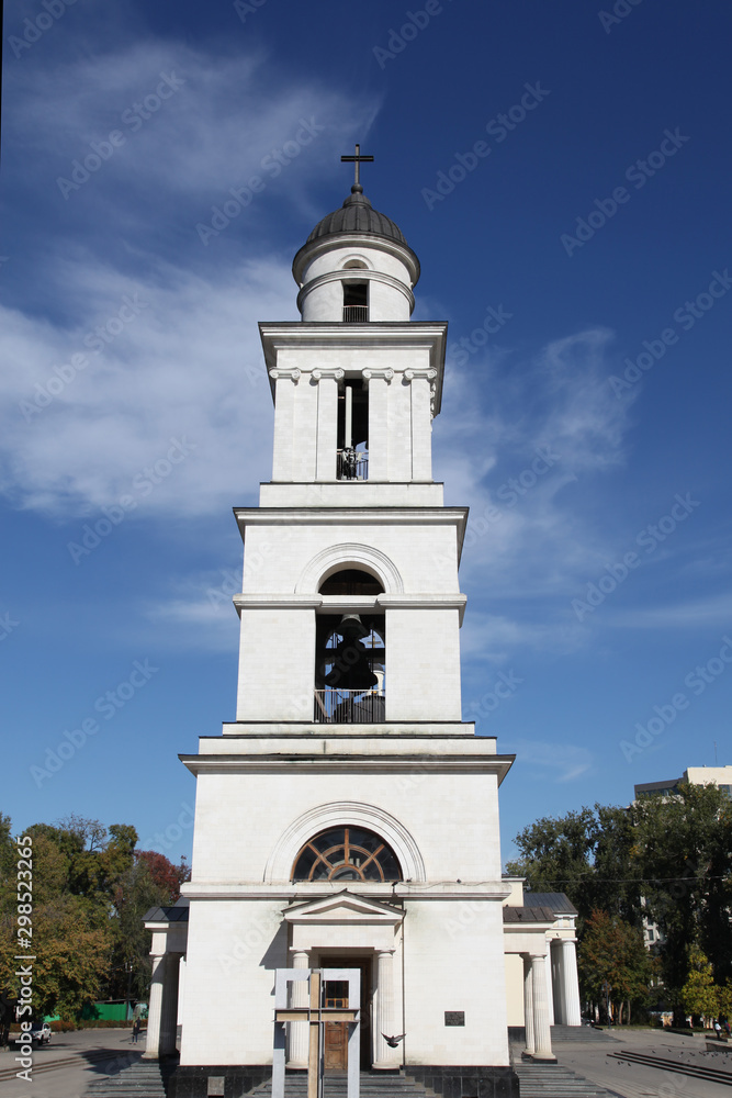 Moldova, Kishinev, October 11, 2017: Bell tower of Nativity Cathedral Moldova, Kishinev, October 11, 2017: Bell tower of Nativity Cathedral