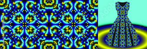 Fashion pattern on female dress mockup