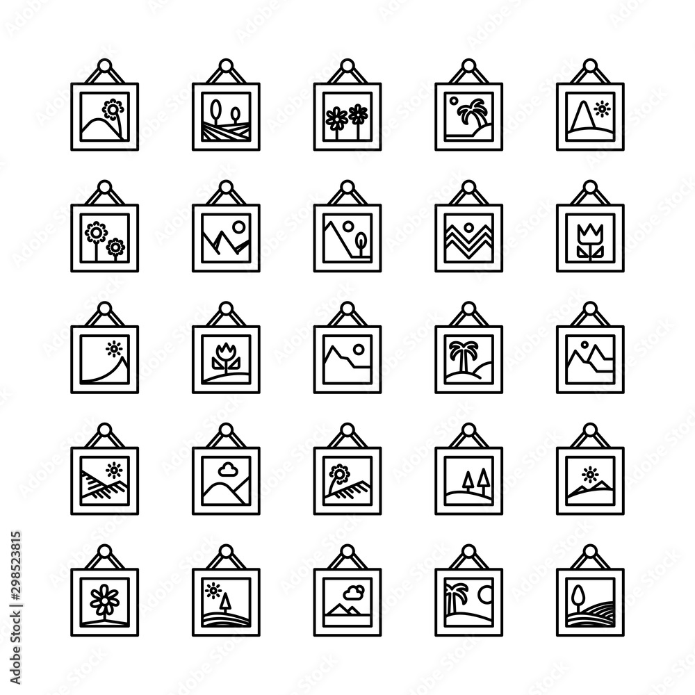 photo and image file icons set line design photo and image file icons set line design